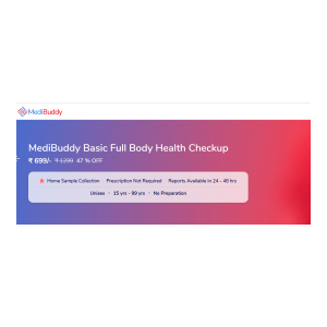 Medibuddy : MediBuddy Basic Full Body Health Checkup worth 1299 at 399 (Apply code EK399)